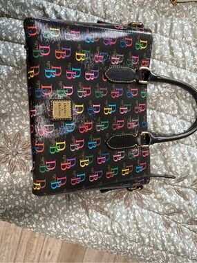 Dooney & Bourke Black Multicolor Logo Satchel
